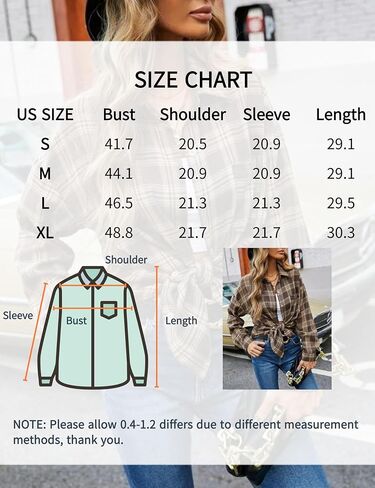 Korebow Womens Fashion Flannel Buffalo Plaid Shirt Button Down Long Sleeve Casual Loose Collared Shirts Blouse Top in Saudi Arabia