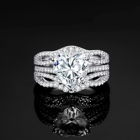 JewelryPalace الحب القلب 3ct مكعب زركونيا سوليتير خواتم الخطبة للنساء، 925 خاتم وعد الفضة الاسترليني لها، مقلد الماس الملتوية الذكرى السنوية خاتم الزواج محسن مجموعات الزفاف in Kuwait