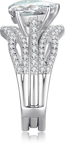 JewelryPalace الحب القلب 3ct مكعب زركونيا سوليتير خواتم الخطبة للنساء، 925 خاتم وعد الفضة الاسترليني لها، مقلد الماس الملتوية الذكرى السنوية خاتم الزواج محسن مجموعات الزفاف in Kuwait