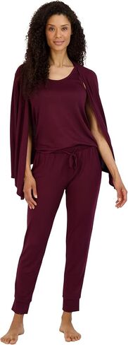 Women's Pajama Set - 4 Piece Wrap Cardigan, T-Shirt, Tank Top, and Jogger Pants (S-XL) in Kuwait