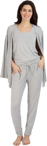 Women's Pajama Set - 4 Piece Wrap Cardigan, T-Shirt, Tank Top, and Jogger Pants (S-XL) in Kuwait