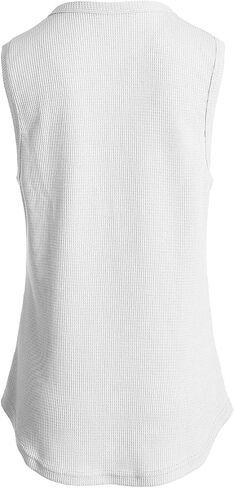 Famulily Women's Flowy Waffle Knit Tank Tops Loose Button Up V Neck Henley Shirts in Kuwait