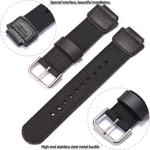 حزام جلد نايلون 16 مم متوافق مع Casio GA-100 GA110 GA2100 DW5600E GA-700 DW6900 AWG-M100 DW003B MCW100 سوار ساعة بديل in Kuwait