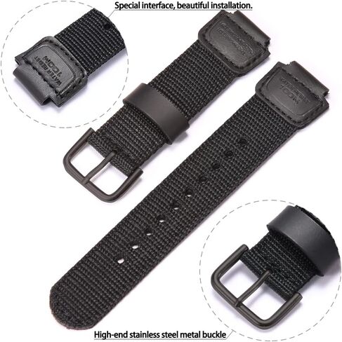 حزام جلد نايلون 16 مم متوافق مع Casio GA-100 GA110 GA2100 DW5600E GA-700 DW6900 AWG-M100 DW003B MCW100 سوار ساعة بديل in Kuwait