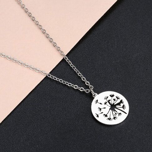 Stainless Steel Dandelion Pendant Necklace Inspirational Plant Jewelry for Women Girls Gifts in Kuwait