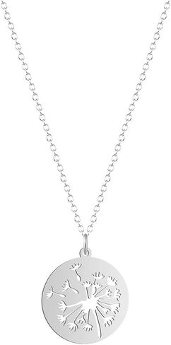 Stainless Steel Dandelion Pendant Necklace Inspirational Plant Jewelry for Women Girls Gifts in Kuwait