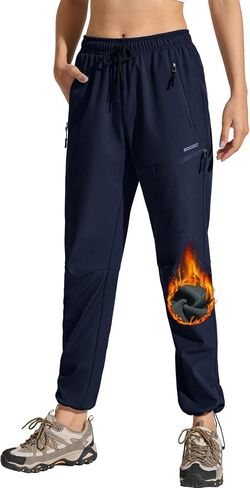 MOCOLY Women's Ski Snow Pants Warm Fleece Lined Hiking Pants Waterproof Windproof Softshell Insulated Warm Winter Cargo Pants in Kuwait