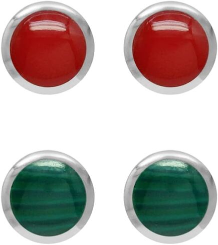 Silvershake 4MM Petite Round Shape Cabochon Gemstones White Gold Plated or 18K Gold Plated 925 Sterling Silver Stud Post Birthstone Earrings Jewelry for Women or Teens Second or third Hole Piercing in Kuwait