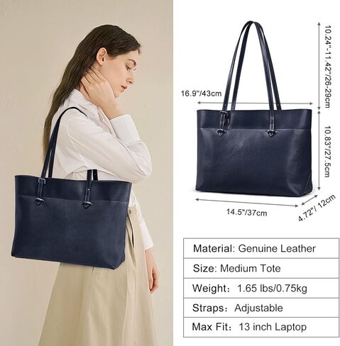 S-ZONE Women Vintage Genuine Leather Tote Shoulder Bag Handbag Upgraded Version Medium in Kuwait