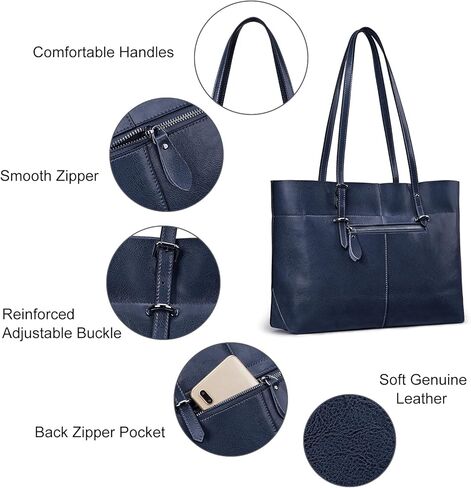 S-ZONE Women Vintage Genuine Leather Tote Shoulder Bag Handbag Upgraded Version Medium in Kuwait