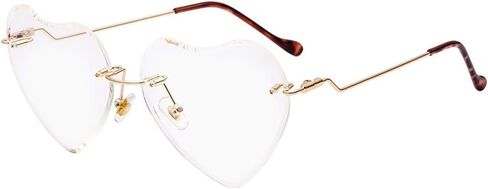 Dollger Heart Sunglasses for women Rimless Thin Metal Frame Heart shaped Sun glasses UV400 Brown in Kuwait