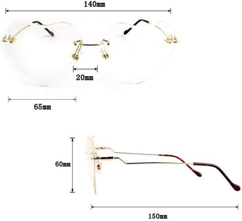 Dollger Heart Sunglasses for women Rimless Thin Metal Frame Heart shaped Sun glasses UV400 Brown in Kuwait