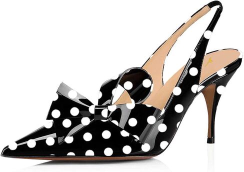 YDN Women Stiletto Mid Heel Pumps Bow Pointed Toe Slingback Slip on Sandals Dress Evening Prom Shoes Size 4-15 US in Kuwait