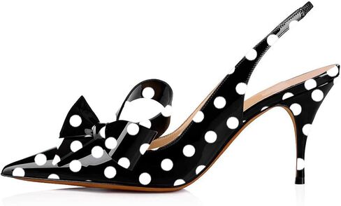 YDN Women Stiletto Mid Heel Pumps Bow Pointed Toe Slingback Slip on Sandals Dress Evening Prom Shoes Size 4-15 US in Kuwait