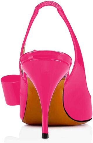 YDN Women Stiletto Mid Heel Pumps Bow Pointed Toe Slingback Slip on Sandals Dress Evening Prom Shoes Size 4-15 US in Kuwait