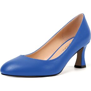 SKYSTERRY Womens Wedding Solid Patent Round Toe Slip On Dress Spool Mid Heel Pumps Shoes 2.5 Inch