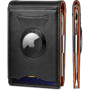 BULLIANT Men Wallet Airtag&Standard Use, Mens Slim Front Pocket Wallet Money Clip RFID Blocking 11Cards