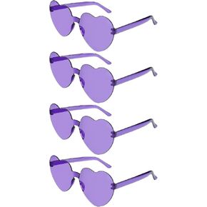 4 Pairs Black Heart Sunglasses for Women Rimless Heart Shaped Sunglasses Candy Color Heart Glasses for Party Favors in Kuwait