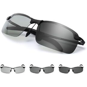 GGBuy Photochromic Driving Glasses Day and Night 2 in 1 Polarized Sunglasses Anti-Glare UV Protection for Men Women