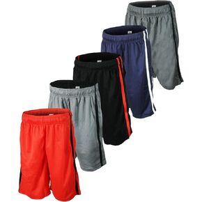 BROOKLYN VERTICAL Pack of 5 Men’s Mesh Athletic Basketball Quick Dry Shorts with Pockets for Gym, Running & Workout