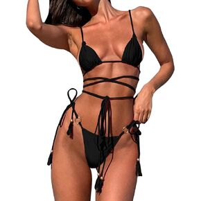 Women Sexy Criss Cross Wrap Micro Bikini 2 Piece Lace Up String Thong Swimsuit Bathing Suit in Kuwait
