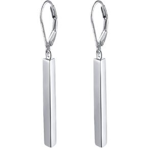 S925 Sterling Silver Vertical Dangle Drop Earrings Gifts for Women Men