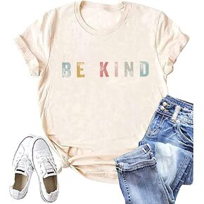 Be Kind Tshirt Women Casual Inspirational Graphic Tees Short Sleeve Teacher Shirt Loose Fit Summer T-Shirts Tops
