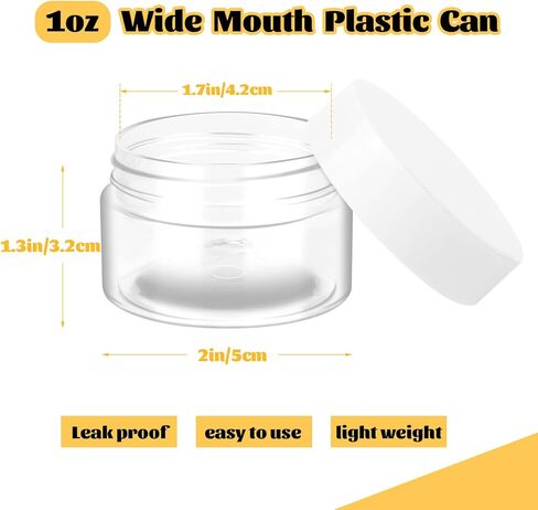 عبوة من 24 حاوية تجميلية من يوبلاما، حاويات عينات بلاستيكية مع أغطية داخلية مضادة للتسرب حاويات سفر واسعة الفم لمستحضرات التجميل والكريم السائل (1 جرام، أبيض) in Kuwait