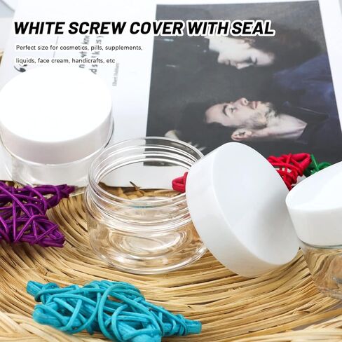 عبوة من 24 حاوية تجميلية من يوبلاما، حاويات عينات بلاستيكية مع أغطية داخلية مضادة للتسرب حاويات سفر واسعة الفم لمستحضرات التجميل والكريم السائل (1 جرام، أبيض) in Kuwait