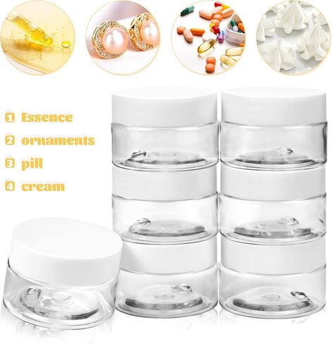 عبوة من 24 حاوية تجميلية من يوبلاما، حاويات عينات بلاستيكية مع أغطية داخلية مضادة للتسرب حاويات سفر واسعة الفم لمستحضرات التجميل والكريم السائل (1 جرام، أبيض) in Kuwait