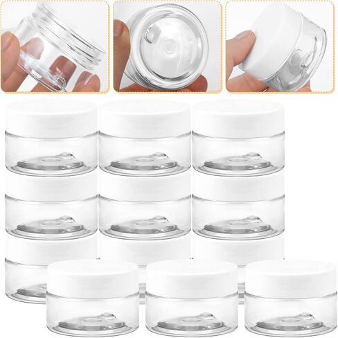 عبوة من 24 حاوية تجميلية من يوبلاما، حاويات عينات بلاستيكية مع أغطية داخلية مضادة للتسرب حاويات سفر واسعة الفم لمستحضرات التجميل والكريم السائل (1 جرام، أبيض) in Kuwait