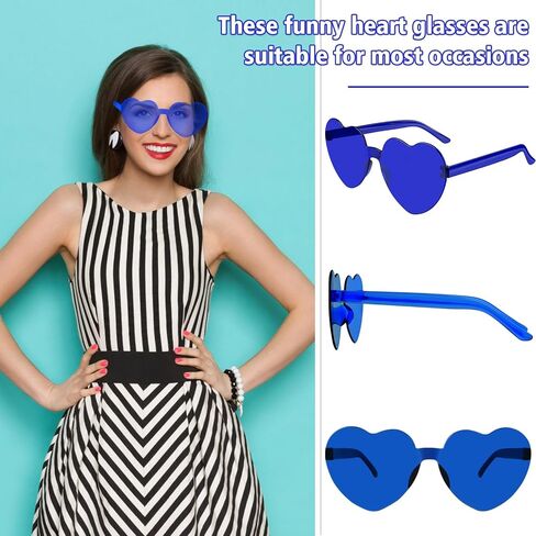 4 Pairs Black Heart Sunglasses for Women Rimless Heart Shaped Sunglasses Candy Color Heart Glasses for Party Favors in Kuwait