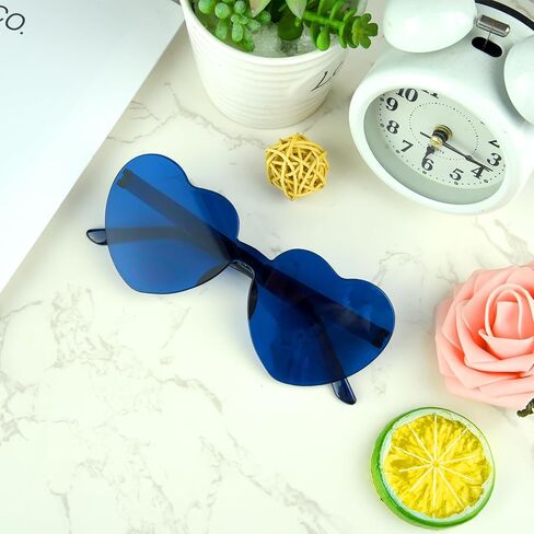 4 Pairs Black Heart Sunglasses for Women Rimless Heart Shaped Sunglasses Candy Color Heart Glasses for Party Favors in Kuwait