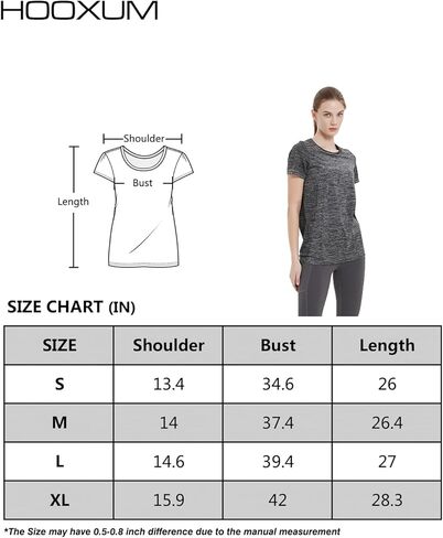قمصان Hooxum للتمرين بأكمام قصيرة، قمصان رياضية للنساء، قمصان رياضية خفيفة الوزن ومسامية ويوجا وفتحة رقبة دائرية in Kuwait