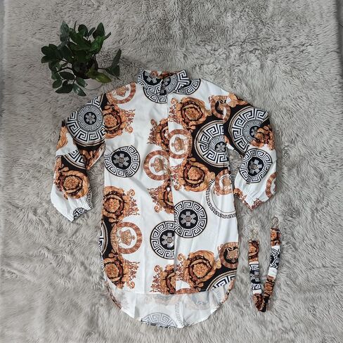 Women's Floral Button Down Shirt Dresses Casual Oversized Long Sleeve Button up Blouses Tops Mini Dress in Kuwait