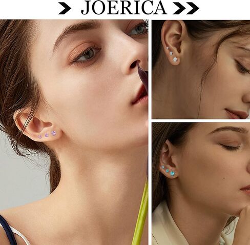 JOERICA 12 زوجًا 20 جرام من الفولاذ المقاوم للصدأ تشيكوسلوفاكيا أقراط للنساء والرجال الغضروف الحلزون 2 مم مجموعة أقراط مستديرة مكعب زركونيا برغي مسطح الظهر مسمار ثقب الأذن in Kuwait