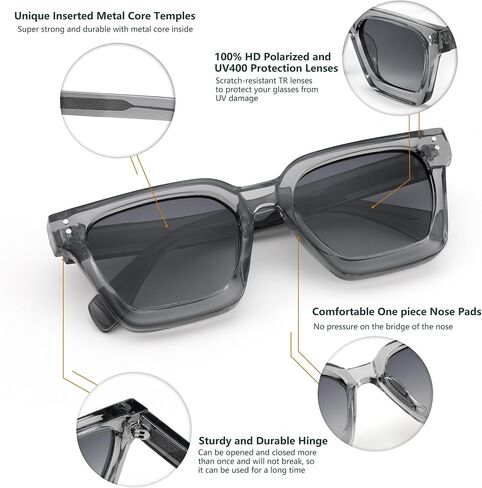 FEISEDY Sunglasses Men Women Polarized, Chunky Square Thick Frame, Rectangle UV400 Shade Sun Glasses B2396 in Kuwait