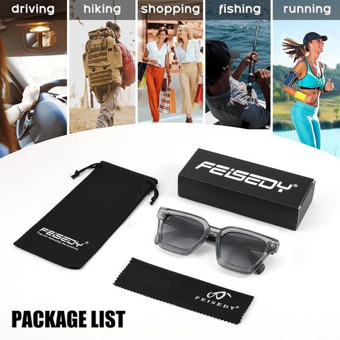 FEISEDY Sunglasses Men Women Polarized, Chunky Square Thick Frame, Rectangle UV400 Shade Sun Glasses B2396 in Kuwait