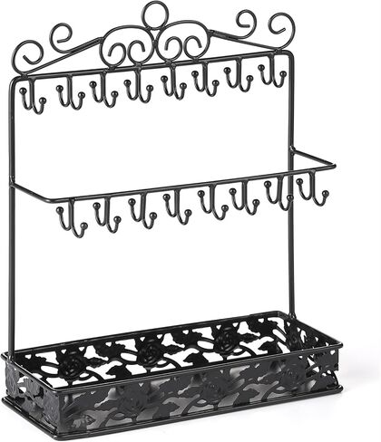 حامل مجوهرات معدني أسود من موكوم، حامل عقد مع 32 خطافًا وصينية للنساء in Kuwait