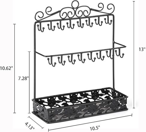 حامل مجوهرات معدني أسود من موكوم، حامل عقد مع 32 خطافًا وصينية للنساء in Kuwait