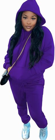 Yeshire Womens 2 Piece Sport Outfits Pullover Hoodie Sweatpants Set Joggers Casual Tracksuits Jumpsuits in Kuwait