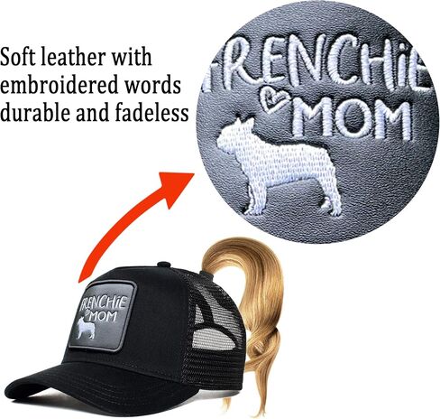 Desilanagn Frenchie Mom Embroidered French Bulldog Mama Gift Women's Baseball Hat Ponytail Hole Trucker Caps in Saudi Arabia
