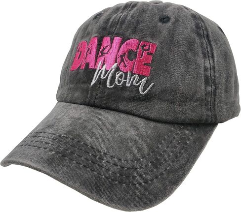 Women's Embroidered Baseball Cap Dance Mom Vintage Distressed Trucker Dad Hat Black in Saudi Arabia