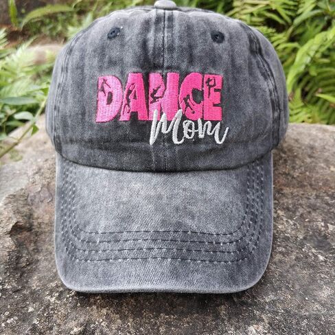Women's Embroidered Baseball Cap Dance Mom Vintage Distressed Trucker Dad Hat Black in Saudi Arabia