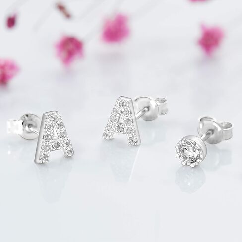 ELEGANZIA Initial Earrings For Women Sterling Silver Nickel Free Earrings For Women, Alphabets Letters Earrings for Girls A-Z Earrings Studs For Women Mom Kid Girlfriend in Saudi Arabia