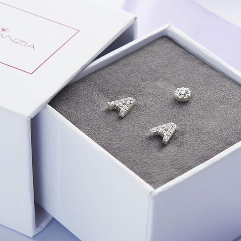 ELEGANZIA Initial Earrings For Women Sterling Silver Nickel Free Earrings For Women, Alphabets Letters Earrings for Girls A-Z Earrings Studs For Women Mom Kid Girlfriend in Saudi Arabia