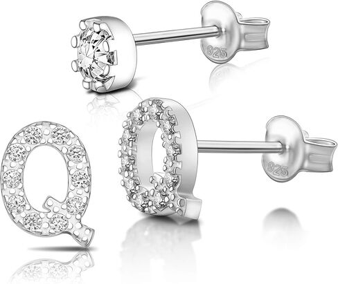 ELEGANZIA Initial Earrings For Women Sterling Silver Nickel Free Earrings For Women, Alphabets Letters Earrings for Girls A-Z Earrings Studs For Women Mom Kid Girlfriend in Saudi Arabia