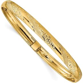 Solid 14k Yellow Gold Twisted Diamond-Cut Flexible Bangle Cuff Bracelet 7.5" (Width = 6mm) in Saudi Arabia