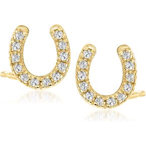 Ross-Simons 0.10 ct. t.w. Diamond Horseshoe Stud Earrings in 18kt Gold Over Sterling in Saudi Arabia
