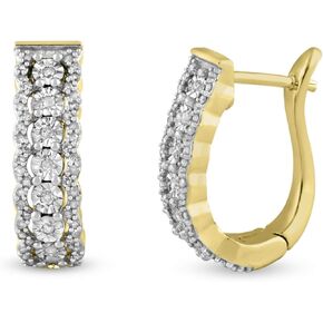 أقراط دائرية من الألماس على شكل حرف U للنساء من Femme Luxe 0.35 قيراط، مطلية بالذهب عيار 14 قيراط من الفضة الإسترلينية عيار 925، لا تسبب الحساسية in Kuwait